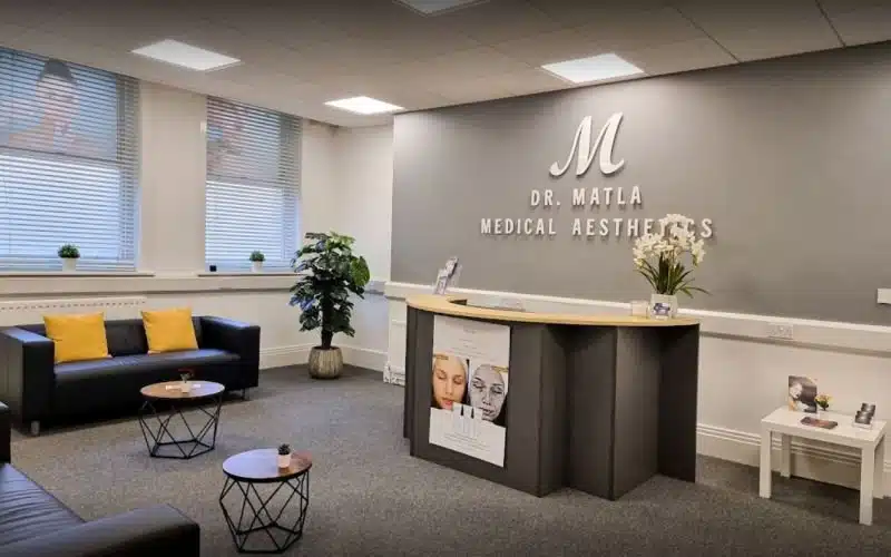 Reception at Dr Matla Aesthetics Clinic, Newcastle upon Tyne